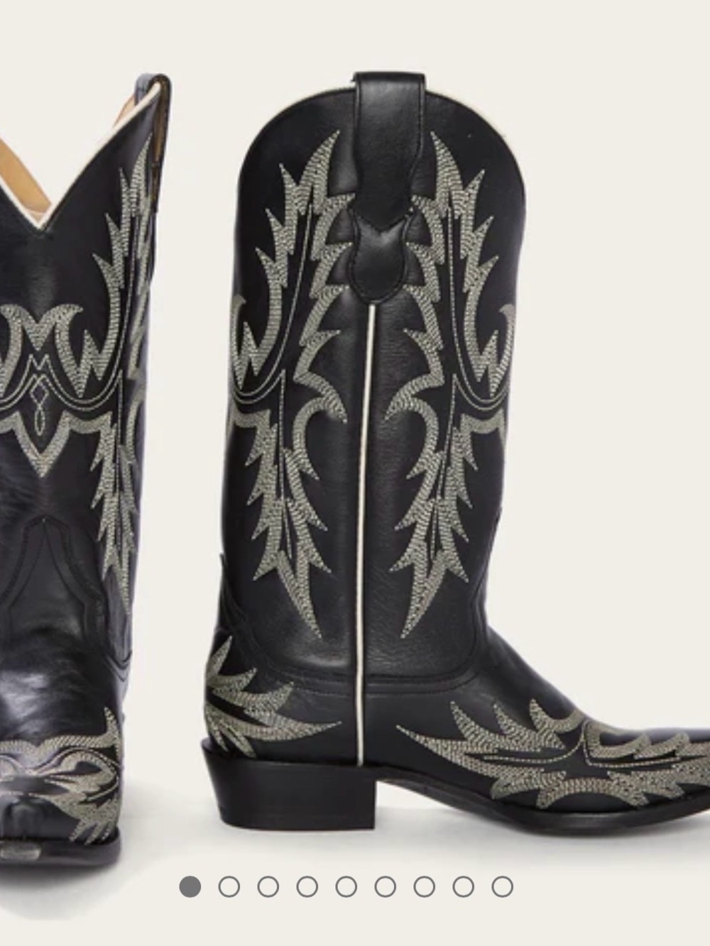 Stetson Black Leather Western Heeled Boots with Silver Stitching